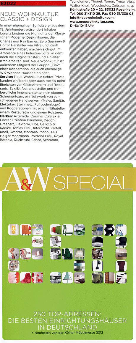 Architektur & Wohnen 2/2012 Special „Die 250 besten Einrichtungshäuser in Deutschland“